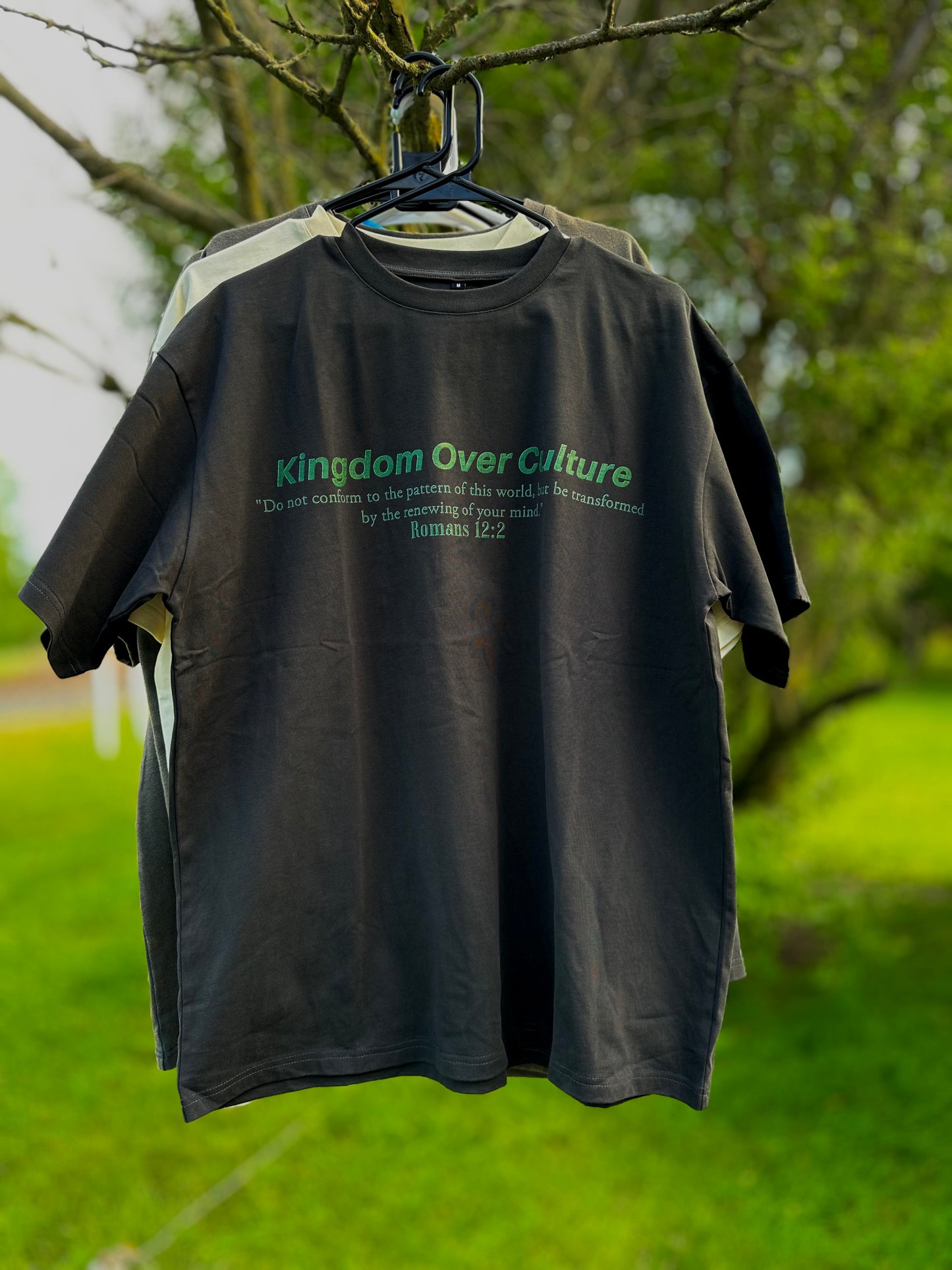 UNISEX Black Drop Shoulder Tee – "Kingdom Over Culture" - Green