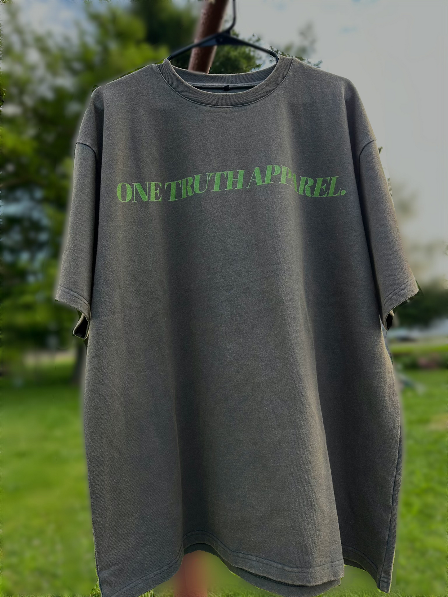 UNISEX Dark Washed Drop Shoulder Tee – "YOU NEED JESUS" (Green Lettering)