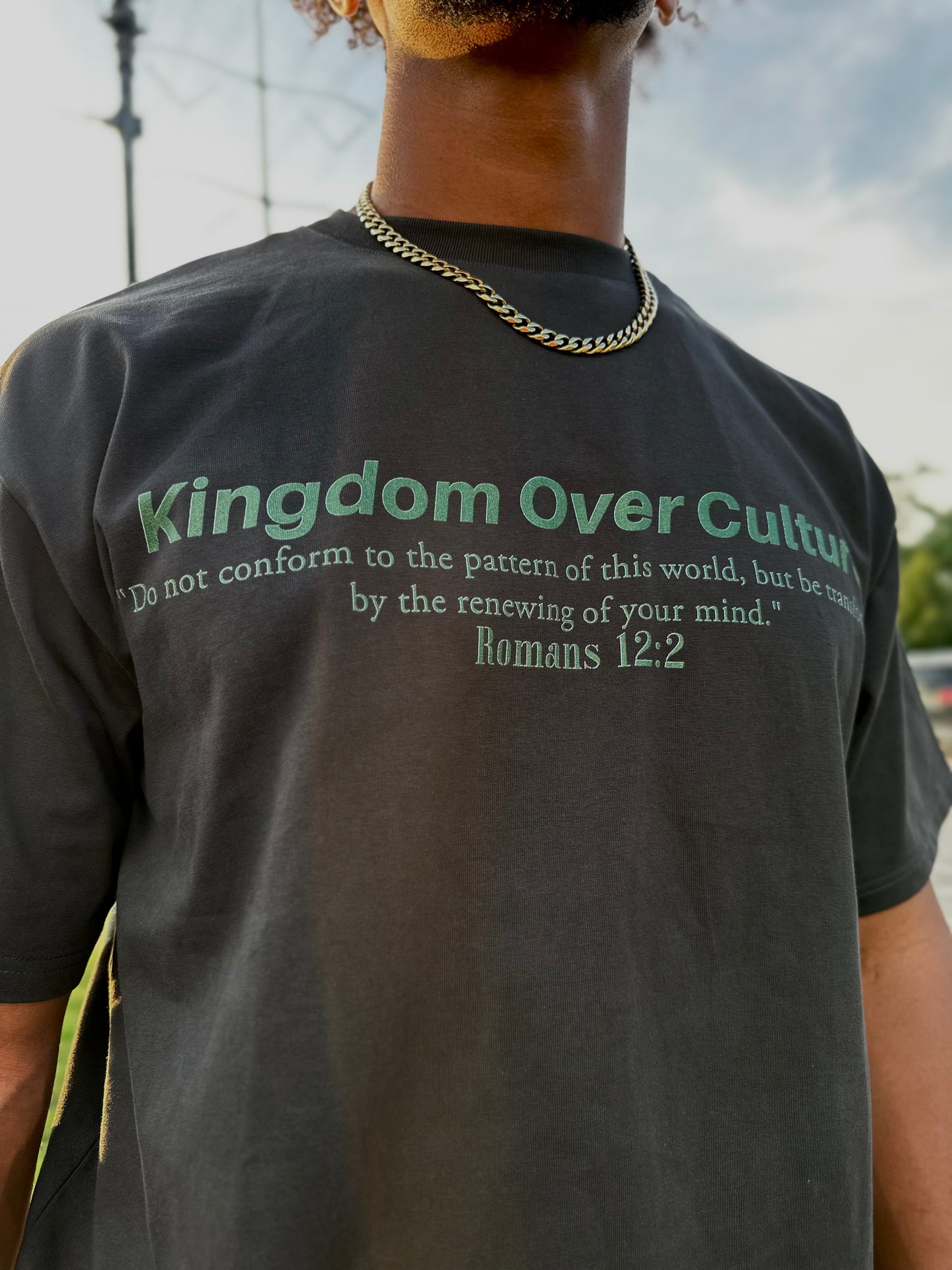 UNISEX Black Drop Shoulder Tee – "Kingdom Over Culture" - Green
