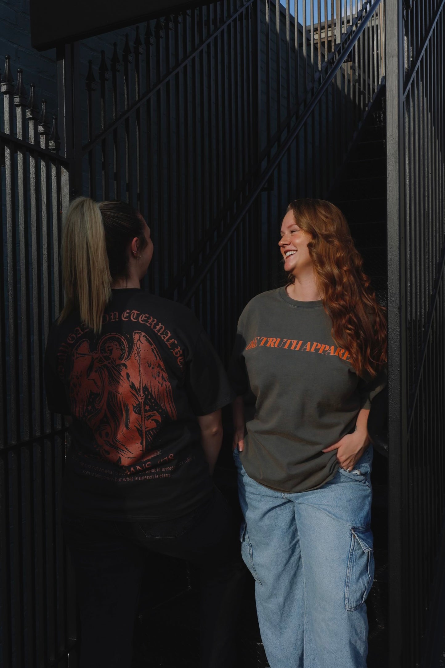 UNISEX YOU NEED JESUS Vintage Drop Shoulder Tee – Neon Orange Lettering