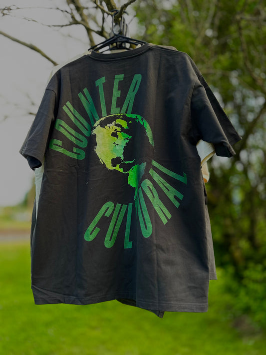 UNISEX Black Drop Shoulder Tee – "Kingdom Over Culture" - Green
