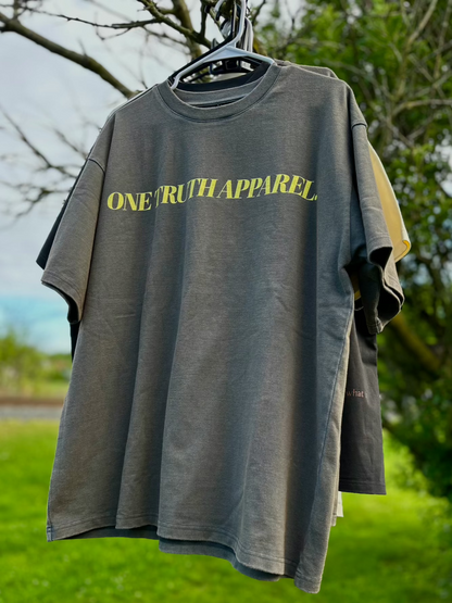 UNISEX Vintage Dark Washed Drop Shoulder Tee – "YOU NEED JESUS … shoot I do too" (Butter Yellow Lettering)