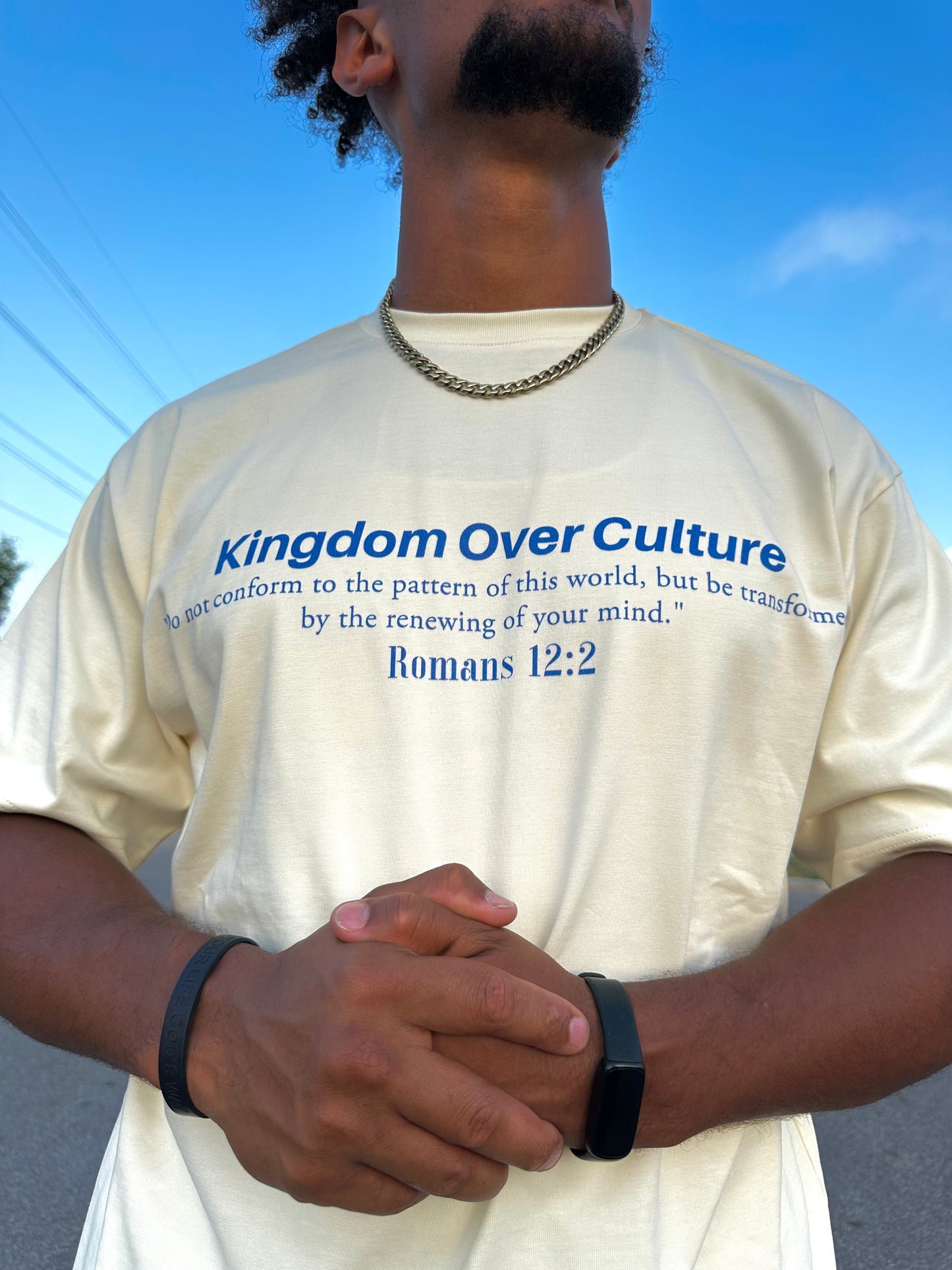 UNISEX Light Beige Drop Shoulder Tee – "Kingdom Over Culture"