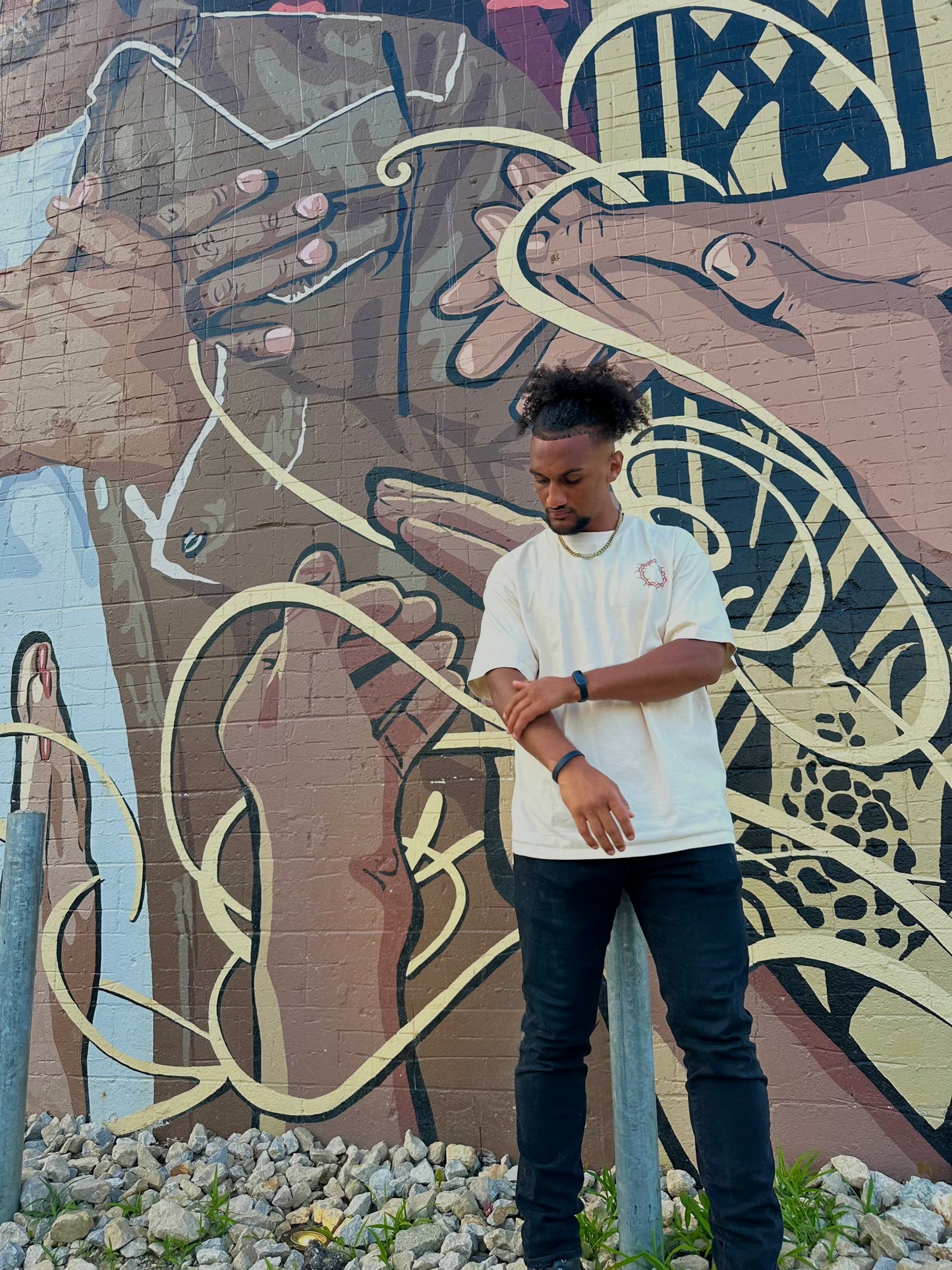 UNISEX Beige Drop Shoulder Tee – “Focus My Gaze On Eternal Beauty”